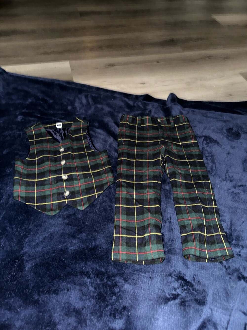 Janie and Jack Tartan Plaid Vest and Pants Set Size 2T Green Red